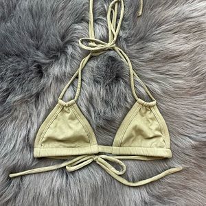 Montce swim euro faux suede olive green bikini top